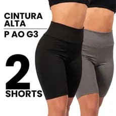 Kit 2 Bermuda Legging Cós Alto Liso Bermuda Academia