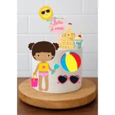ENVIO IMEDIATO ❤️🏖️✨ Kit Festa Tema Praia 🏖️ Topo de Bolo Praia + 10 Toppers ✨🏖️❤️