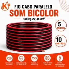 Fio Cabo Paralelo Som Bicolor 18awg 2x1,0 Mm2 5 e 10 Metros