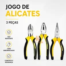 Kit 3 Alicates Universal Profissional de Aço Com Cabo Emborrachado - Ferramentas Multiuso