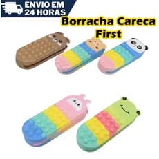 Estojo Escolar Infantil Menino Menina Divertido Animais Borracha Macia Design Exclusivo - Sortido