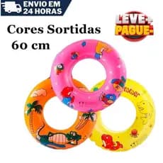 Boia Infantil Circular Inflável Menino Menina Colorida 60cm Praia Piscina - Cores Sortidas