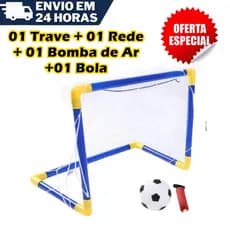 Trave de Futebol Gol Infantil com Bomba de Ar Rede Bola +3 Anos Recreativo Resistente Leve Seguro