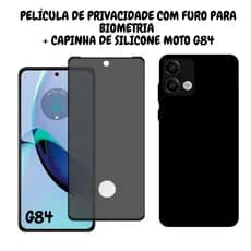 Película de Privacidade Moto G84 Com Furo Para Biometria E Capinha de Silicone