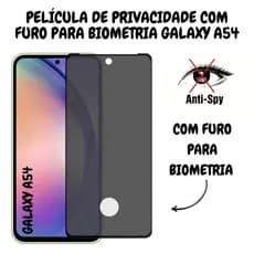 Pelicula de Privacidade Vidro 3D Para Galaxy A54 Com Furo Para Biometria