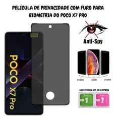 Película de Privacidade Para Xiaomi Poco X7 Pro Com Furo Para Biometria