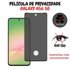 Película de Privacidade Vidro 3D Samsung Galaxy A56 5G - Com Furo Para Biometria