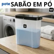 Porta Sabão em Pó Cinza UZ 1Kg de Lavanderia