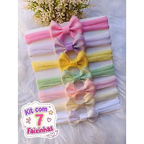 Kit Semaninha | 7 Laços na Meia de Seda Para Bebê