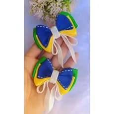 Laço Brasil, laço Copa, laço infantil, par de laços, acessório de cabelo infantil, laço verde amarelo, torcida Brasil