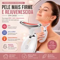 Massageador Facial EMS LED Bivolt Anti Rugas Flacidez Papada Rejuvenescimento USB