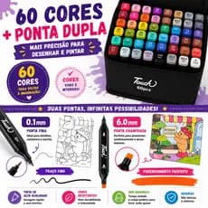 Livro de Colorir Urso na cor Roxo Kit 60 Canetas Dupla Ponta Estojo Infantil Educativo