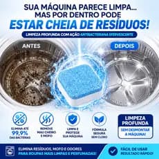 Pastilhas Antibacterianas Máquina de Lavar 10un Limpeza Efervescente Removedor de Odores