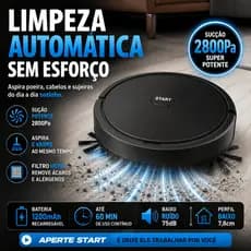 Robô Aspirador de Pó Recarregável 110V Cores Sortidas Automático Sensor Obstáculos Filtro HEPA 2800