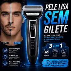 Aparador de Barba Kemei 3 em 1 Recarregável Bivolt Barbeador Elétrico Cortador de Pelos Nariz KM6558