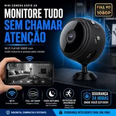 Mini Câmera Espiã WiFi Full HD 1080p A9 Visão Noturna Detecção Movimento Áudio Android iPhone