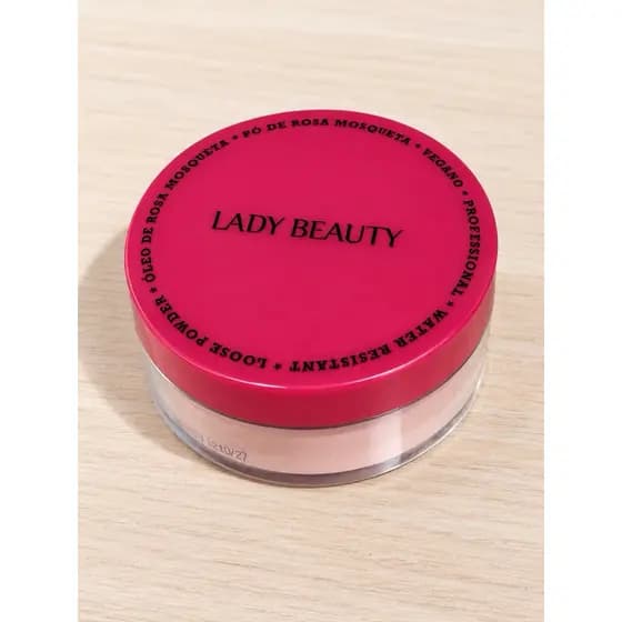 Pó Solto Lady Beauty Rosa Mosqueta – Acabamento Aveludado e Efeito Natural