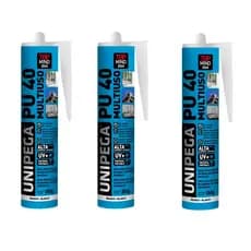 kit 3 un Selante PU 40 Unipega Multiuso com Alta Elasticidade para Reparos 210ml/360g