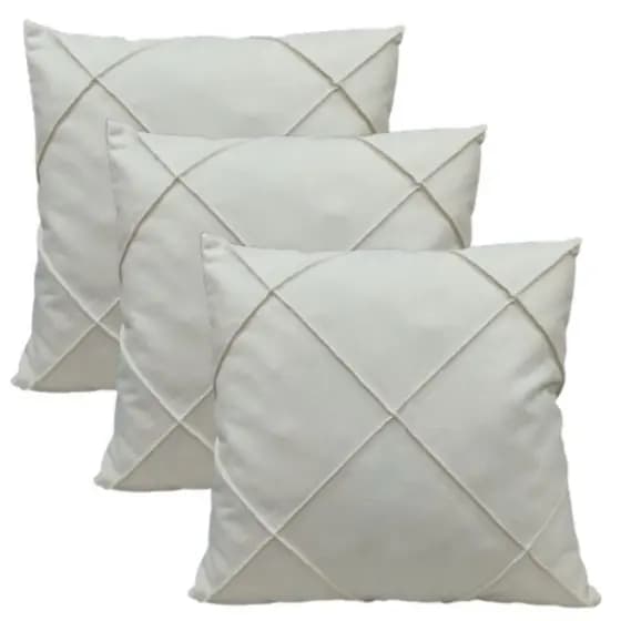 kit com 3 Capas de Almofadas Drapeadas Decorativas 45x45 cm