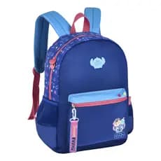 Mochila Bolsa Escolar Infantil Stitch Tsum Azul Florido Clio