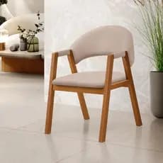 Kit 2 Cadeira de Jantar Estrutura Madeira Maciça Sala Estar Recepção Escritório Moderna Encosto Estofado Encanto