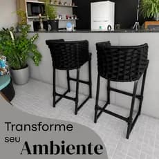 Kit 2 Banquetas Golden Corda Náutica 75cm Cozinha Americana Área Gourmet Ilha Bar - Luxo Confortável