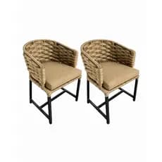 Kit 2 Poltrona Com Estofado Tricô Náutico Conforto Premium P/ Mesa de Jantar Recepções Varanda