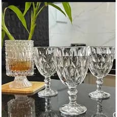 Jogo com 6 Taças Diamond de Vidro Transparente 340 ml