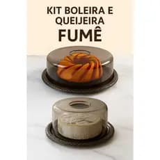 Kit Boleira e Queijeira Acrilico Fumê