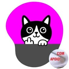 Mouse Pad Ergonômico com Apoio de Punho Gato Escondido Gatinho Cores 1