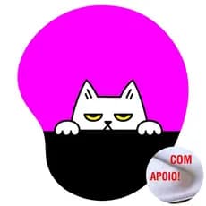 Mouse Pad Ergonômico com Apoio de Punho Gato Escondido Gatinho Cores 5