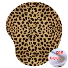 Mouse Pad Ergonômico Onça Estampa Oncinha Apoio de Punho Descanso Animal Print