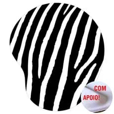 Mouse Pad Ergonômico Zebra Animal Print Apoio de Punho Descanso Estampa