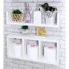 Nicho Prateleira 2 Peças para Decoração Banheiro Mdf Branco