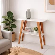 Aparador Retro 2 Prateleiras Cantinho do café MDF Branco