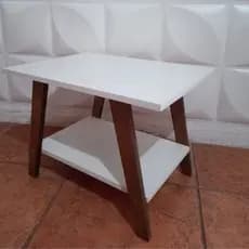 Mesa de Centro Retro 2 Prateleiras MDF Branco ou Preto