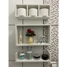 Nichos Decorativos para Banheiro Kit 3 peças Nicho MDF branco