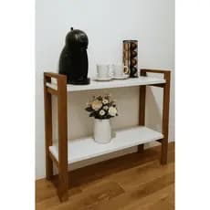 Estante Aparador Cantinho do Café Elegante Hall de Entrada Rack Multiuso com Prateleiras de Madeira MDF