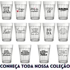Jogo 26 Copo Americano Bar 190 ml Nadir Personalizada Frases Engraçadas Divertidas