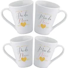Jogo 4 Caneca Conica Personalizada Pai Mãe da Noiva Mãe Noivo Presente Casamento Madrinha Padrinho