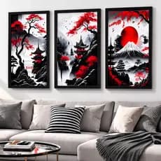Quadros Decorativos kit 3 peças 40x60  decorativo para sala,Escritório,quarto cultura japonesa