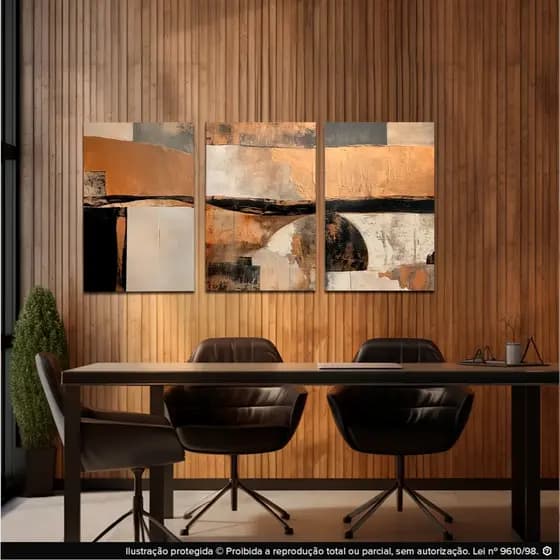Quadros Decorativos kit 3 peças 40x60  decorativo para sala,Escritório, abstrato de pedra