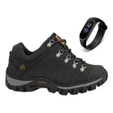 Tênis Bota Adventure Coturno Trilha Cano Curto + Relógio O