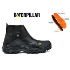Botina Cat Impermeavel Reforçada 100% Couro Legitimo + Palmilha Gel
