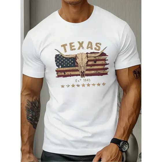 Camiseta Masculina Texas Bandeira Eua Country