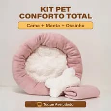 Kit Cama para cachorro e Gato Nuvem 3 peças Manta Ossinho Pelucia Caminha Redonda Pet Frio Inverno