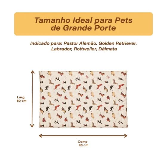 Cama para Cachorro Grande 60 x 90 x 4 c/0 Ziper Lavavel Colchao Pet Espuma para Caminha pet Cae Gato