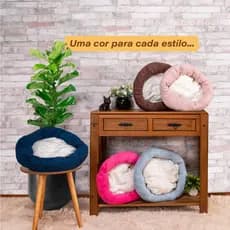 Caminha Redonda Cama pet para cachorro e gato Nuvem 50 x 50 Fibra de Silicone 100% Pura Premium
