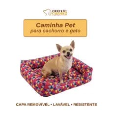 Cama Caminha Pet para Cachorro Gato Cães 50 x 45 x 15 com Zíper Antialérgica Capa Removivel Lavavel