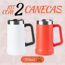 Kit com 2 caneca térmica 709ML para chopp e cerveja parede dupla , copo térmico para cerveja e chopp de aço inox